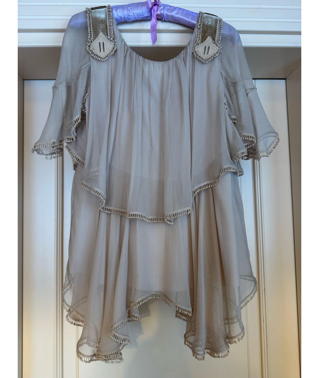 CHLOE Бежевая шелковая блузы, фото 9