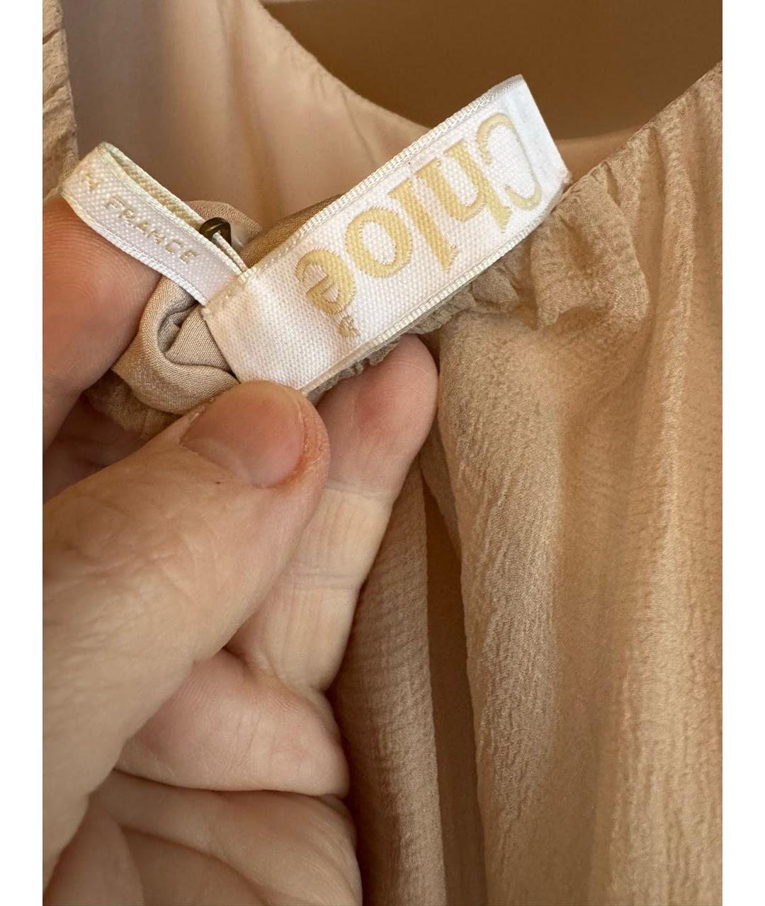 CHLOE Бежевая шелковая блузы, фото 7