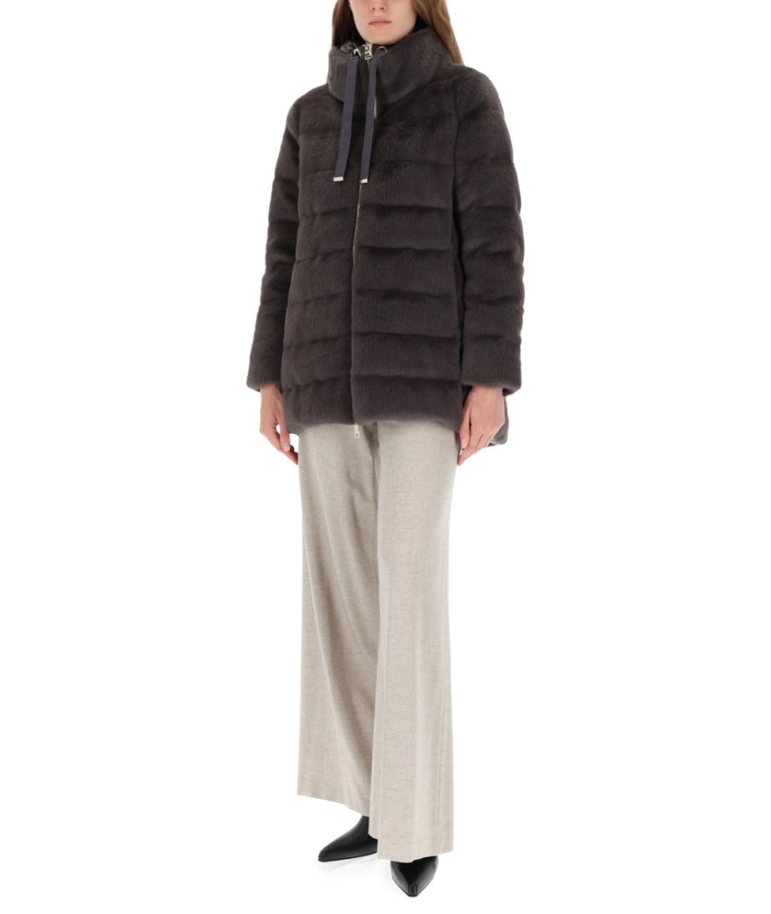 HERNO Коричневая полиэстеровая шуба, фото 3