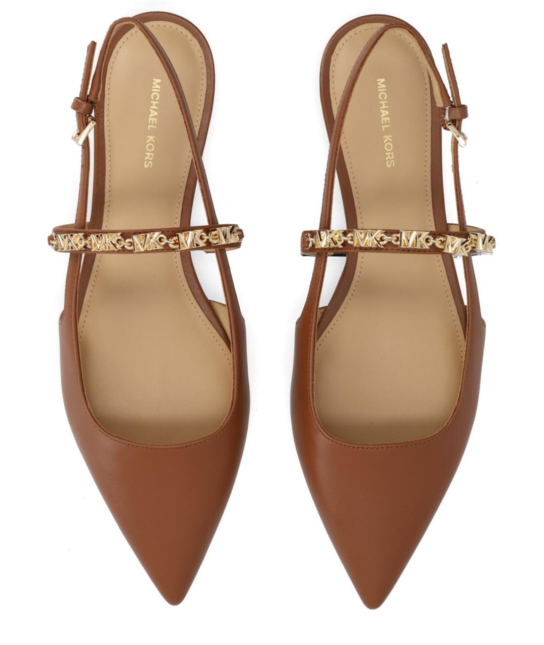 MICHAEL KORS Коричневые кожаные балетки, фото 5