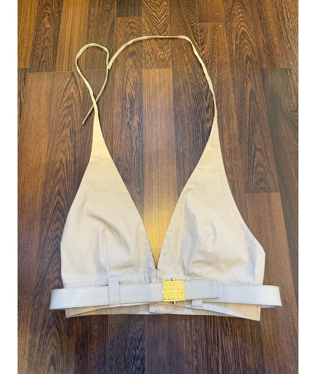 MIU MIU Бежевая футболка, фото 4