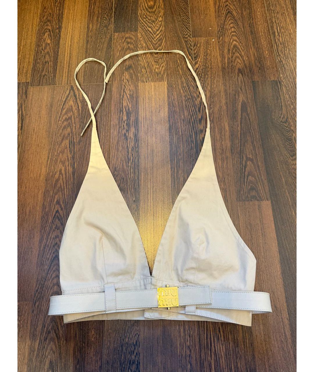 MIU MIU Бежевая футболка, фото 8