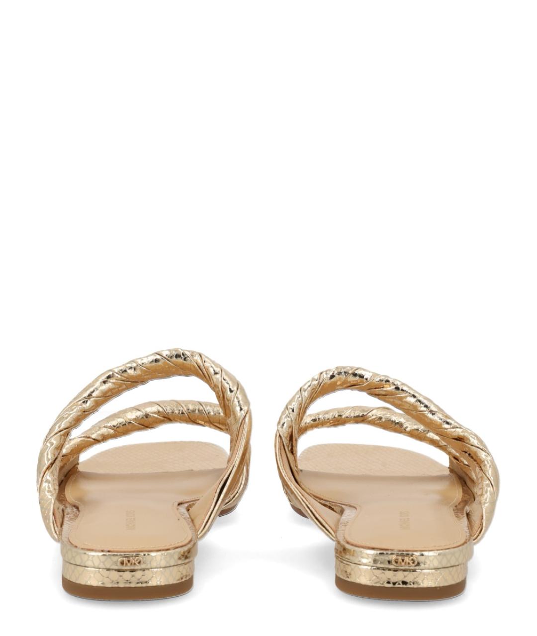 MICHAEL KORS Золотые кожаные сандалии, фото 4