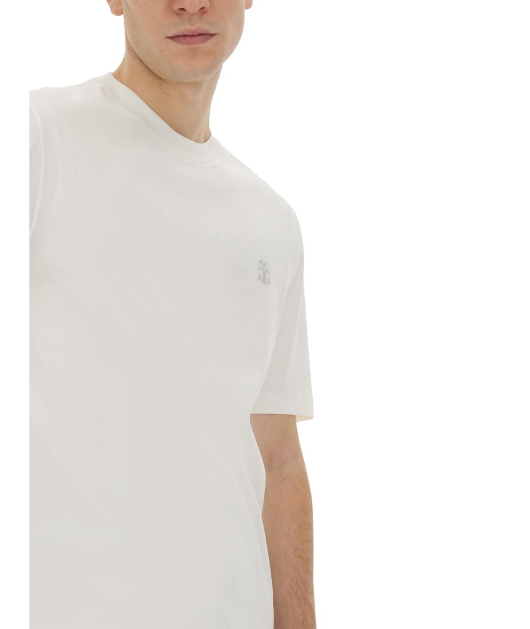 BRUNELLO CUCINELLI Белая хлопковая футболка, фото 5