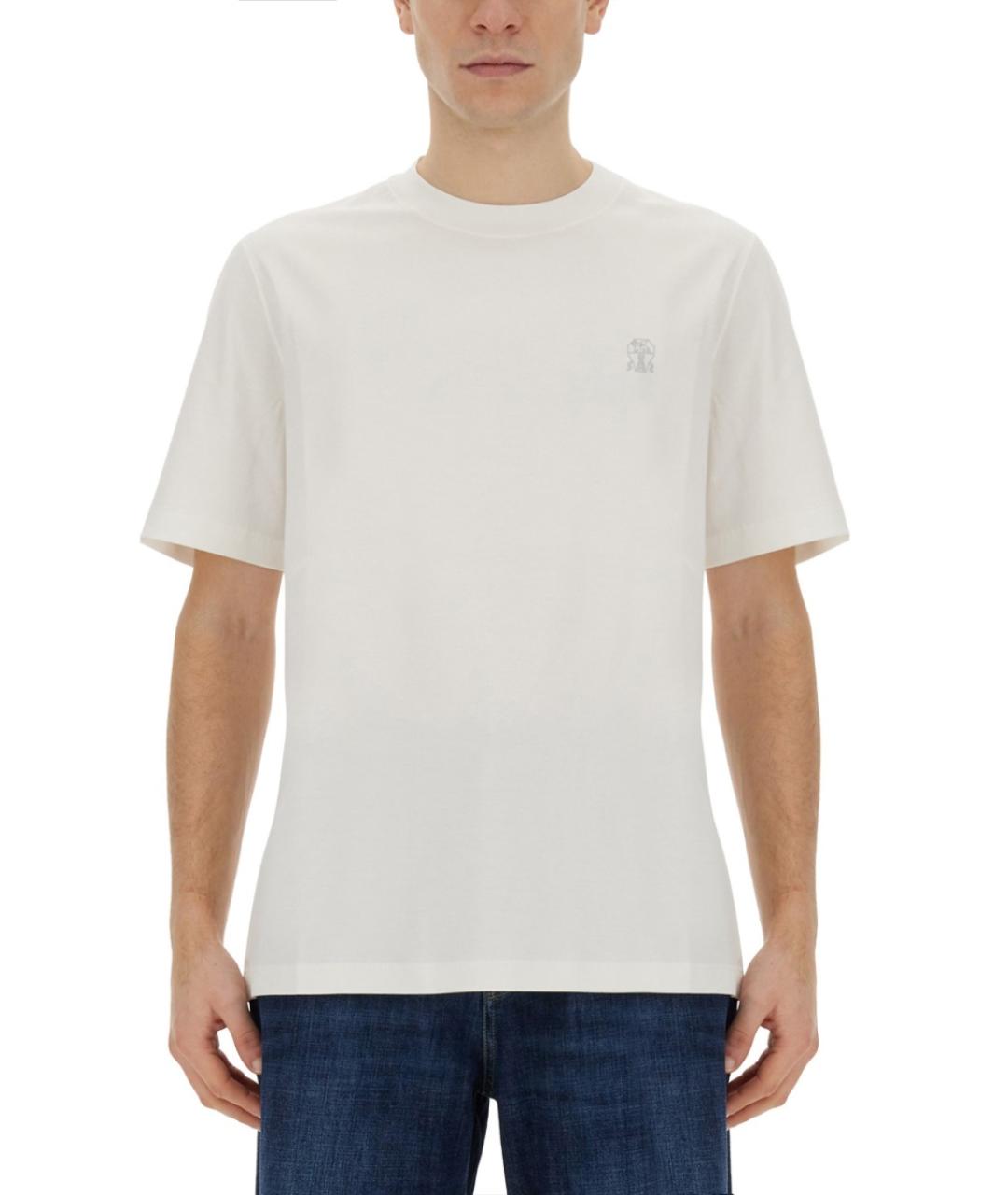 BRUNELLO CUCINELLI Белая хлопковая футболка, фото 2