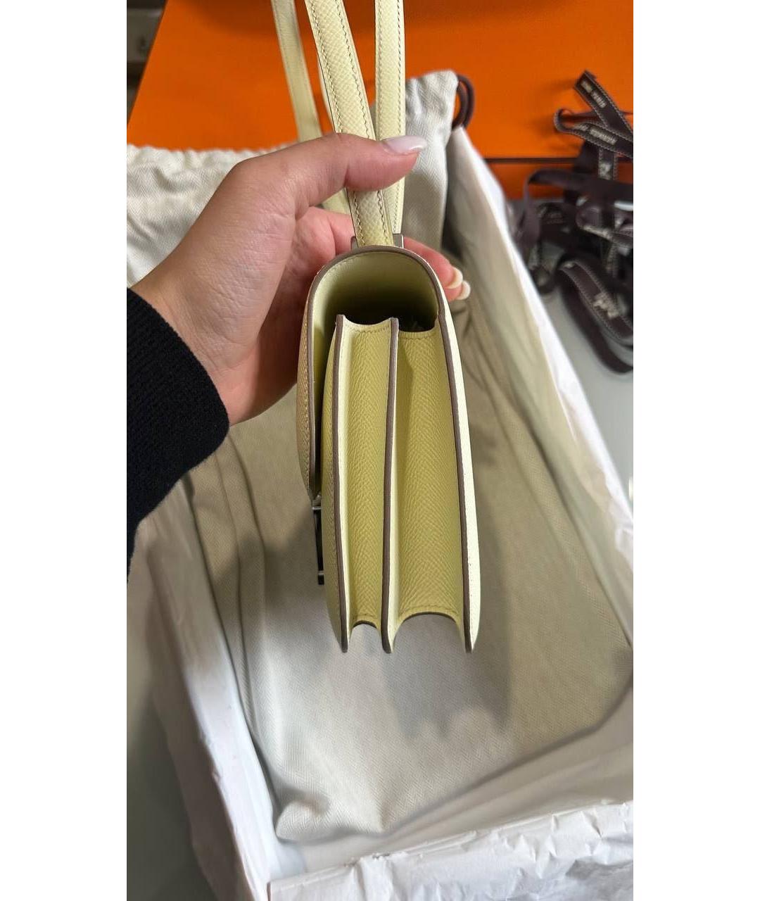 HERMES Желтая кожаная сумка через плечо, фото 2