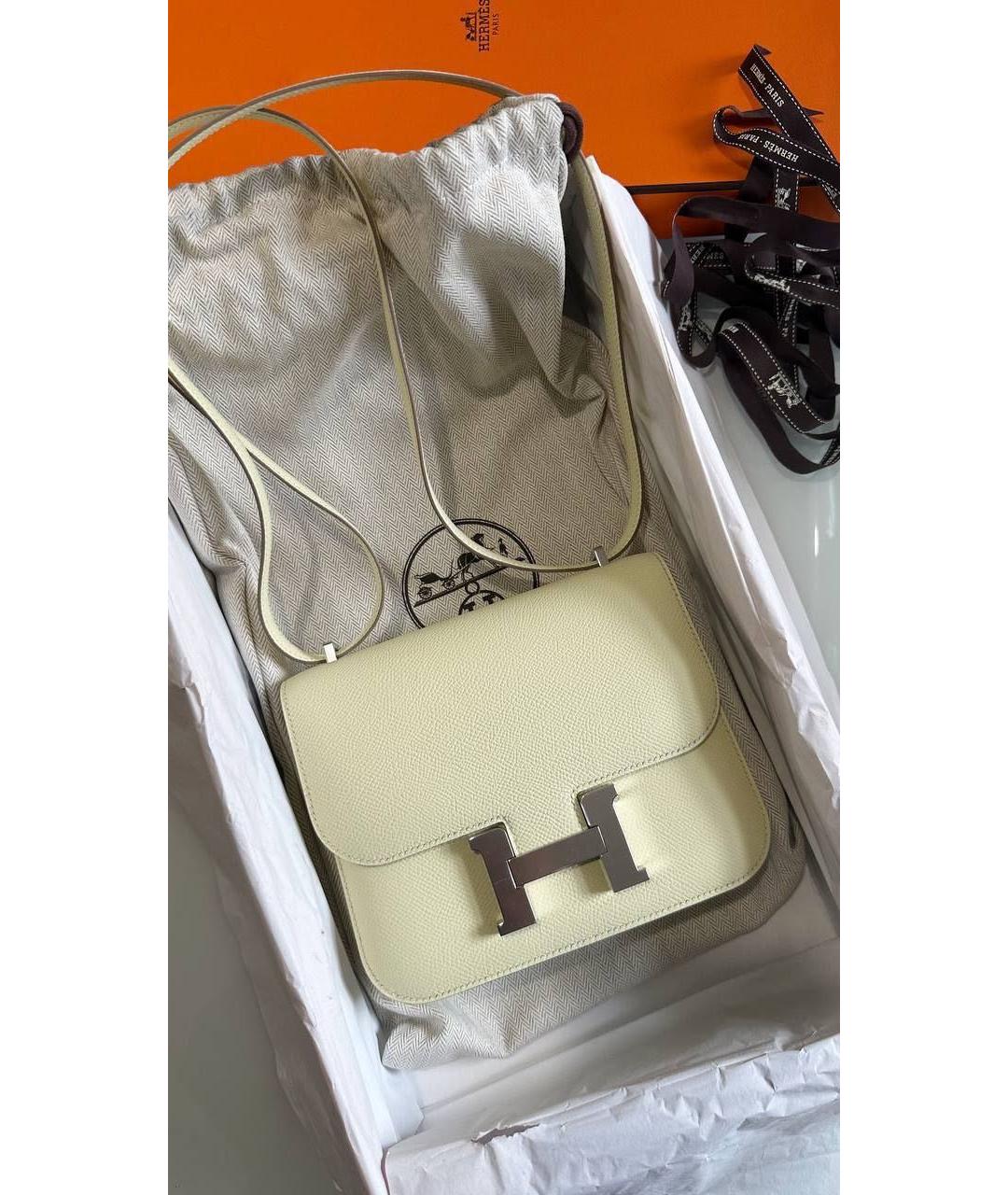 HERMES Желтая кожаная сумка через плечо, фото 3