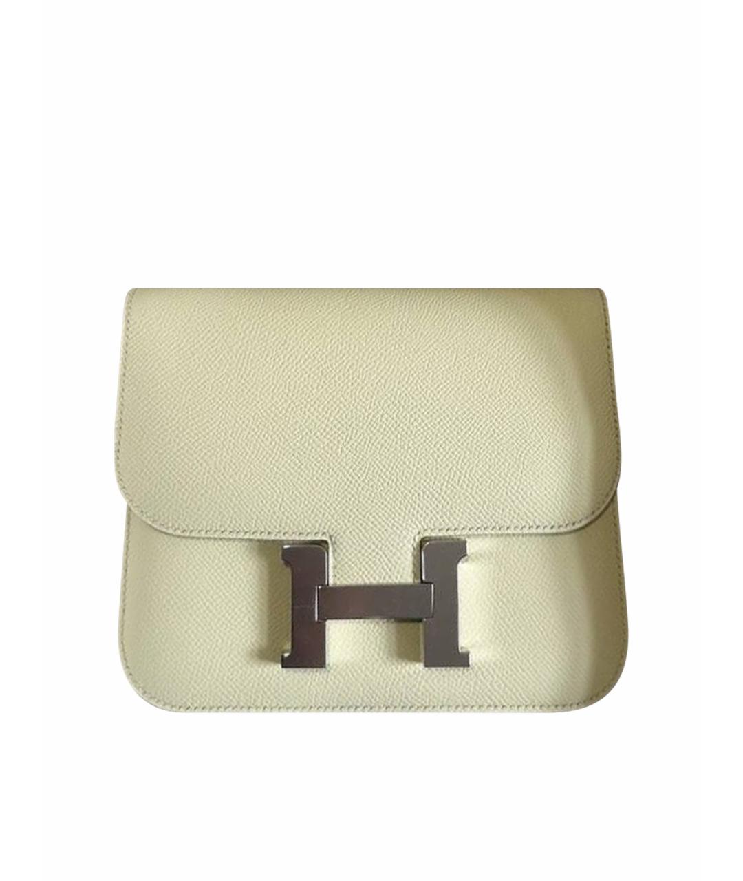 HERMES Желтая кожаная сумка через плечо, фото 1