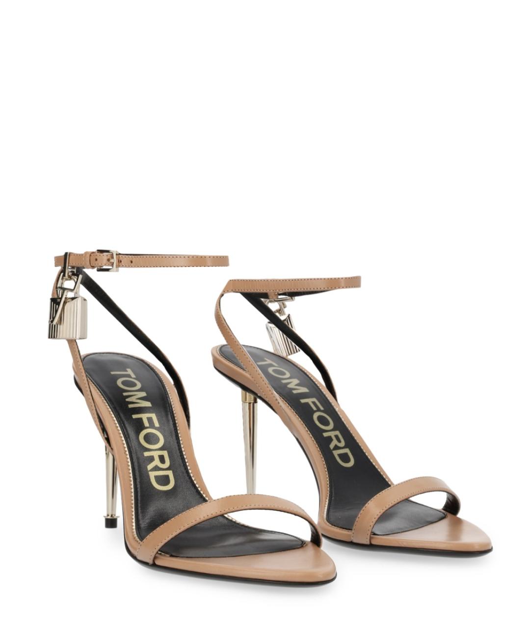 TOM FORD Коричневые кожаные босоножки, фото 2