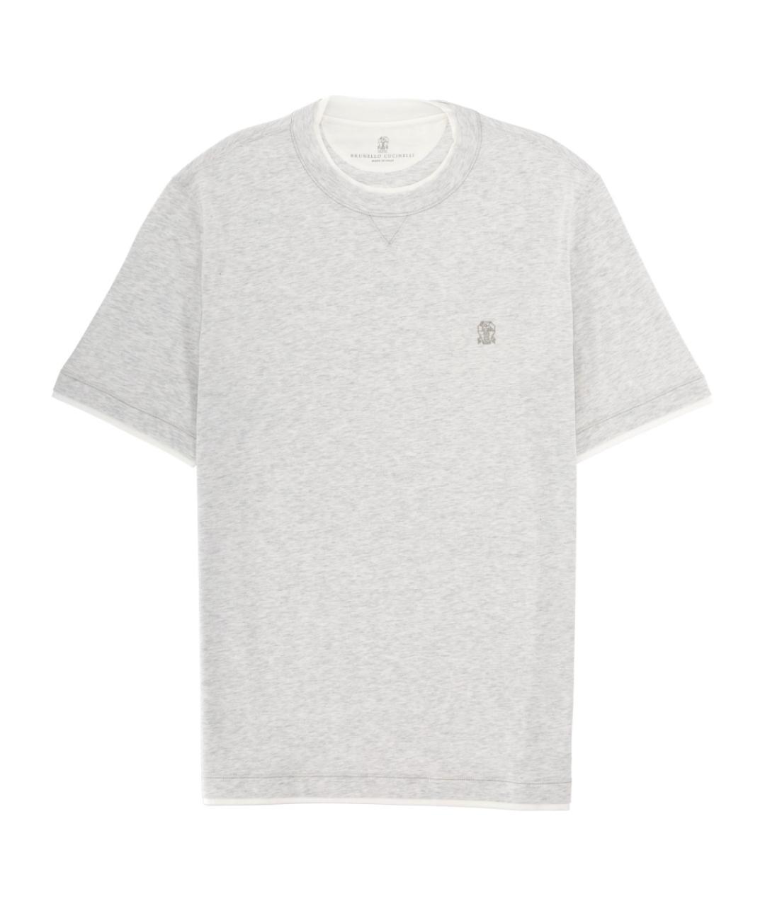 BRUNELLO CUCINELLI Серая хлопковая футболка, фото 1