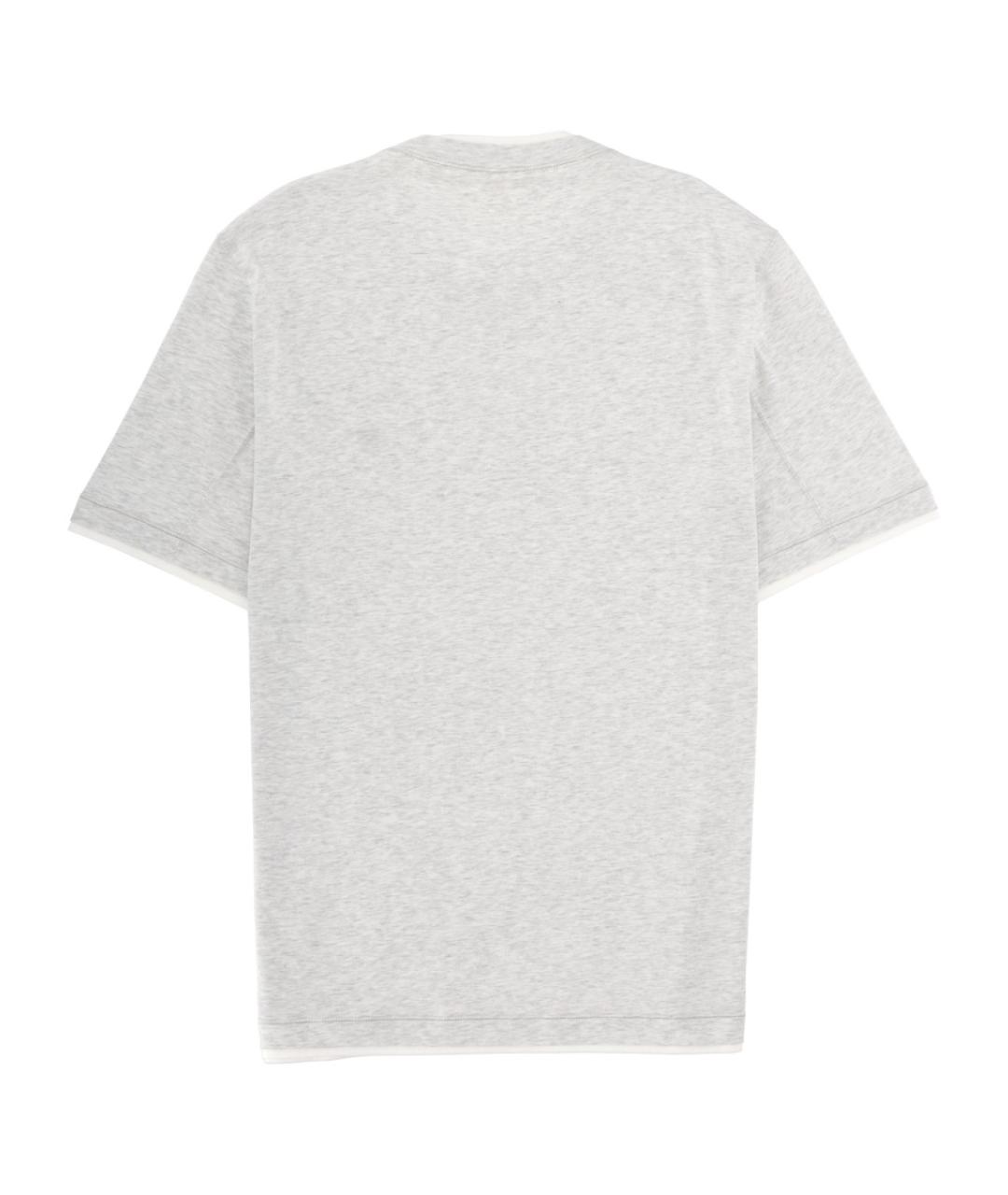 BRUNELLO CUCINELLI Серая хлопковая футболка, фото 2