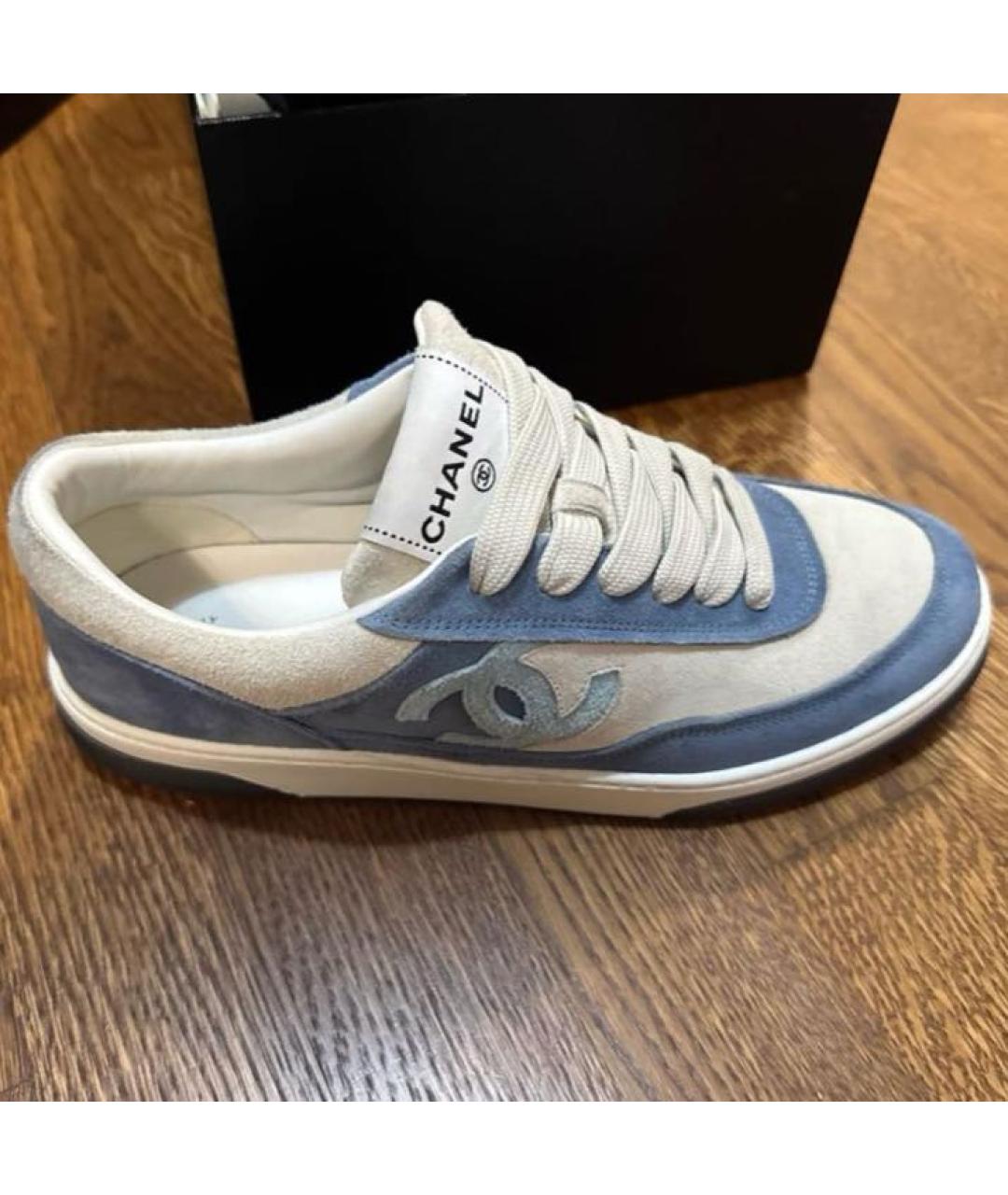 CHANEL Голубые замшевые кеды, фото 6