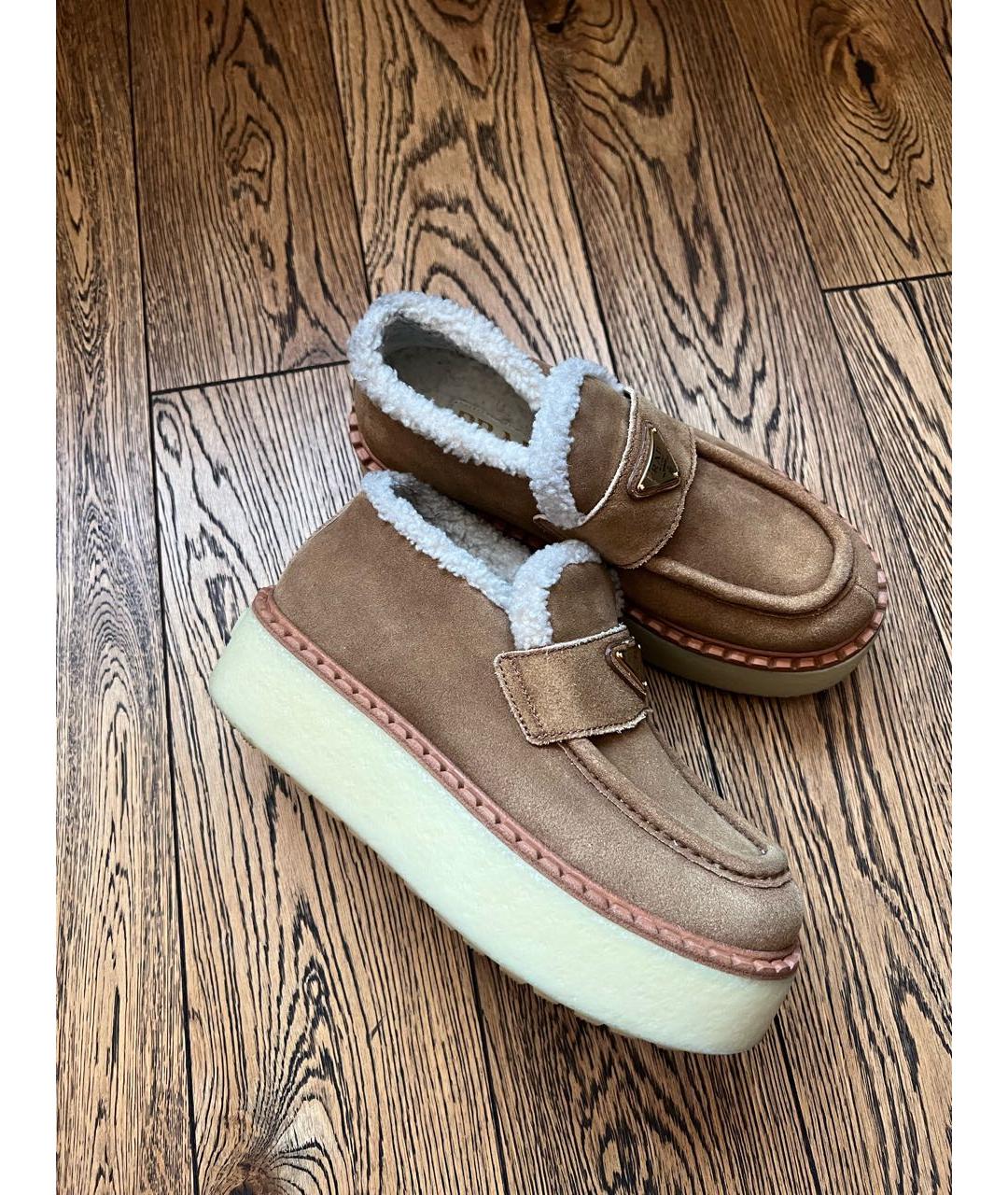 PRADA Коричневые замшевые ботинки, фото 8