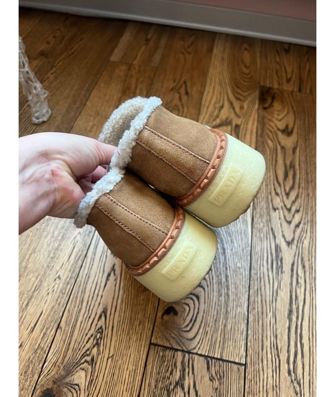 PRADA Коричневые замшевые ботинки, фото 7