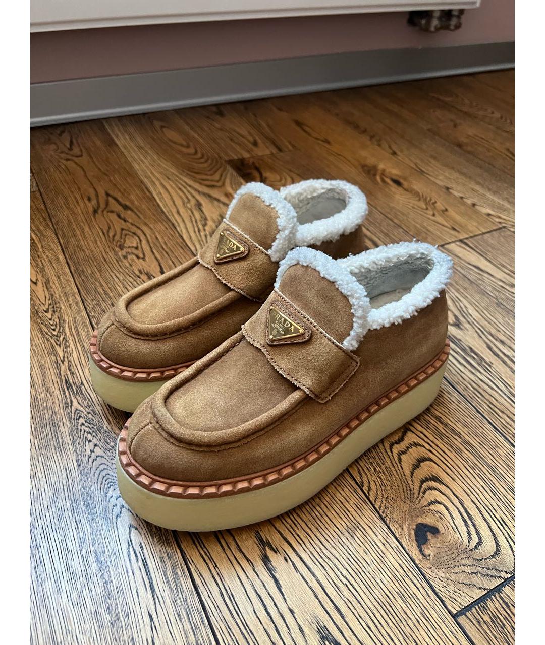 PRADA Коричневые замшевые ботинки, фото 6