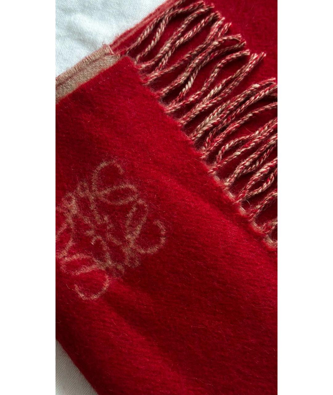 LOEWE Бордовый шерстяной шарф, фото 2