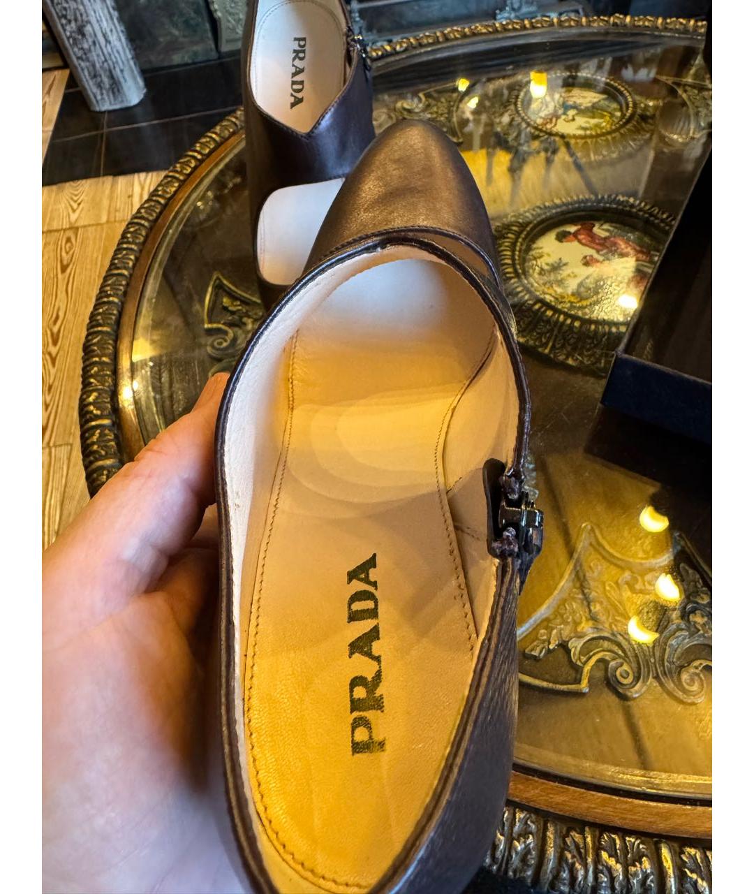 PRADA Коричневые кожаные туфли, фото 7