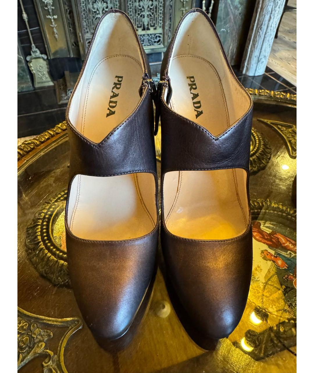 PRADA Коричневые кожаные туфли, фото 2