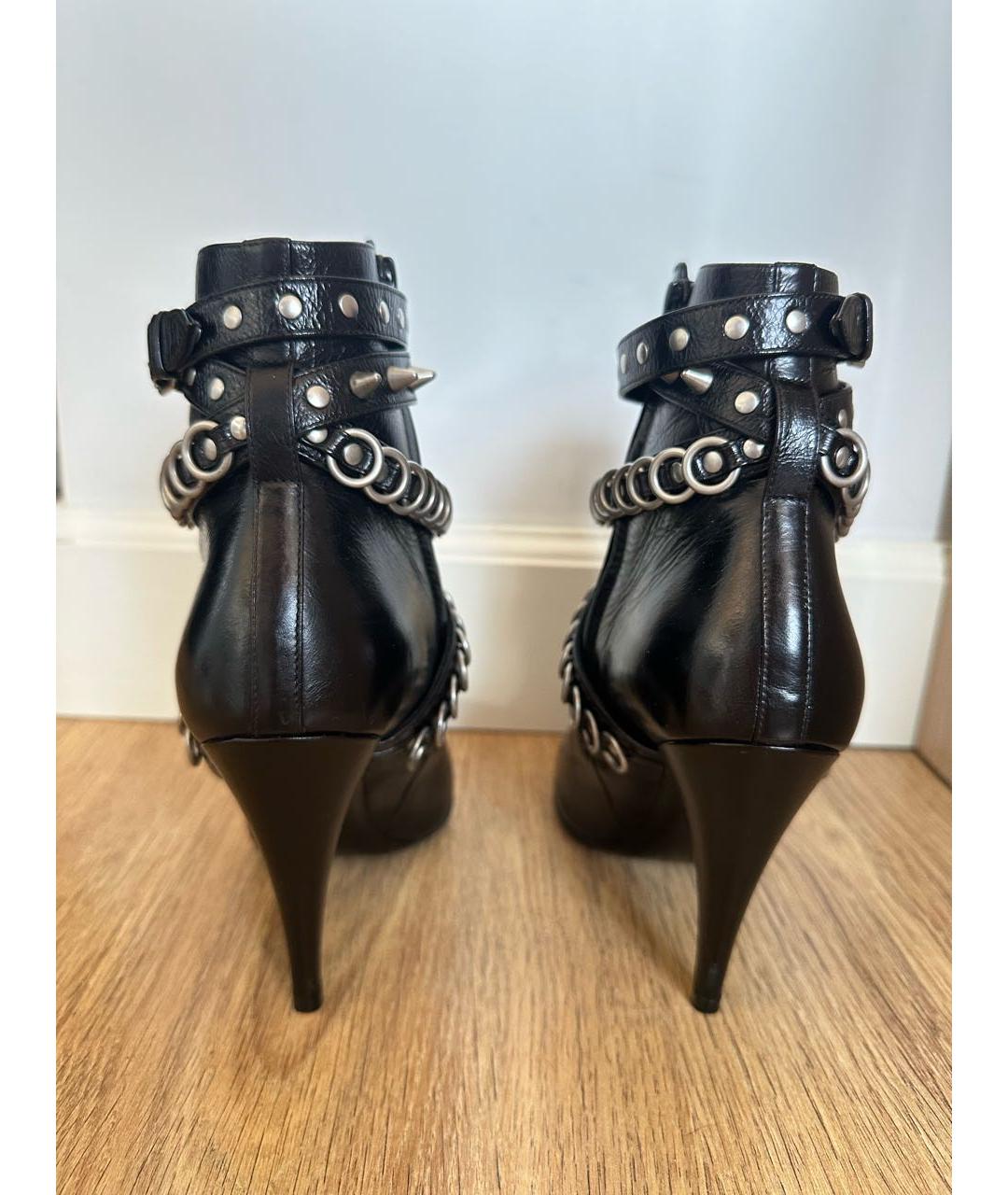 SAINT LAURENT Черные кожаные ботильоны, фото 4
