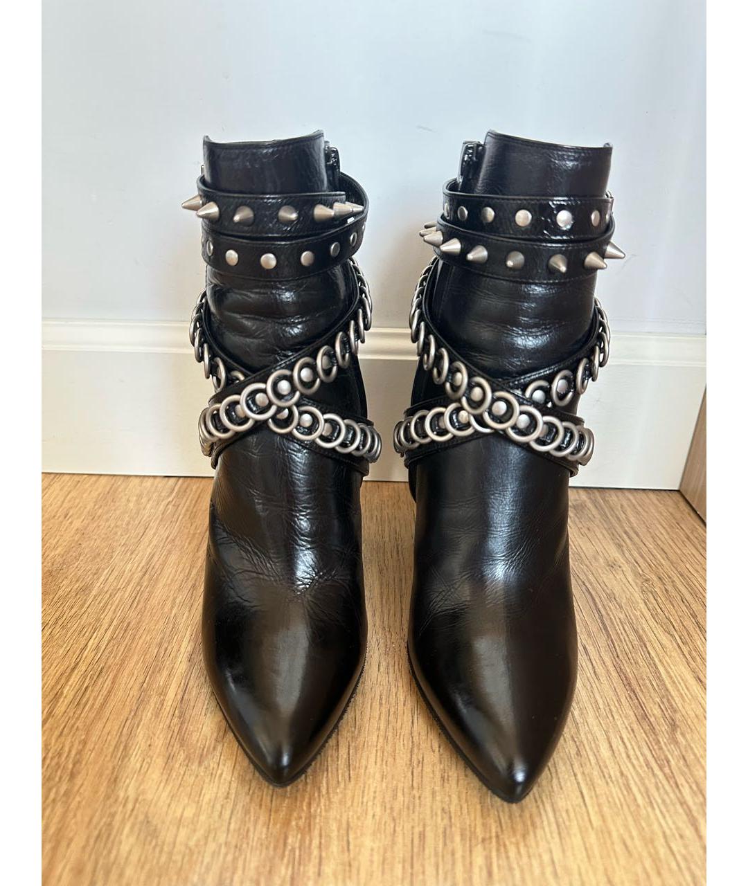 SAINT LAURENT Черные кожаные ботильоны, фото 2