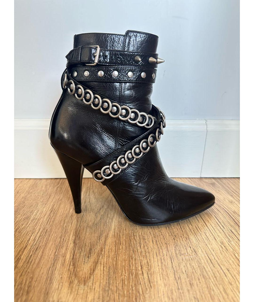 SAINT LAURENT Черные кожаные ботильоны, фото 7