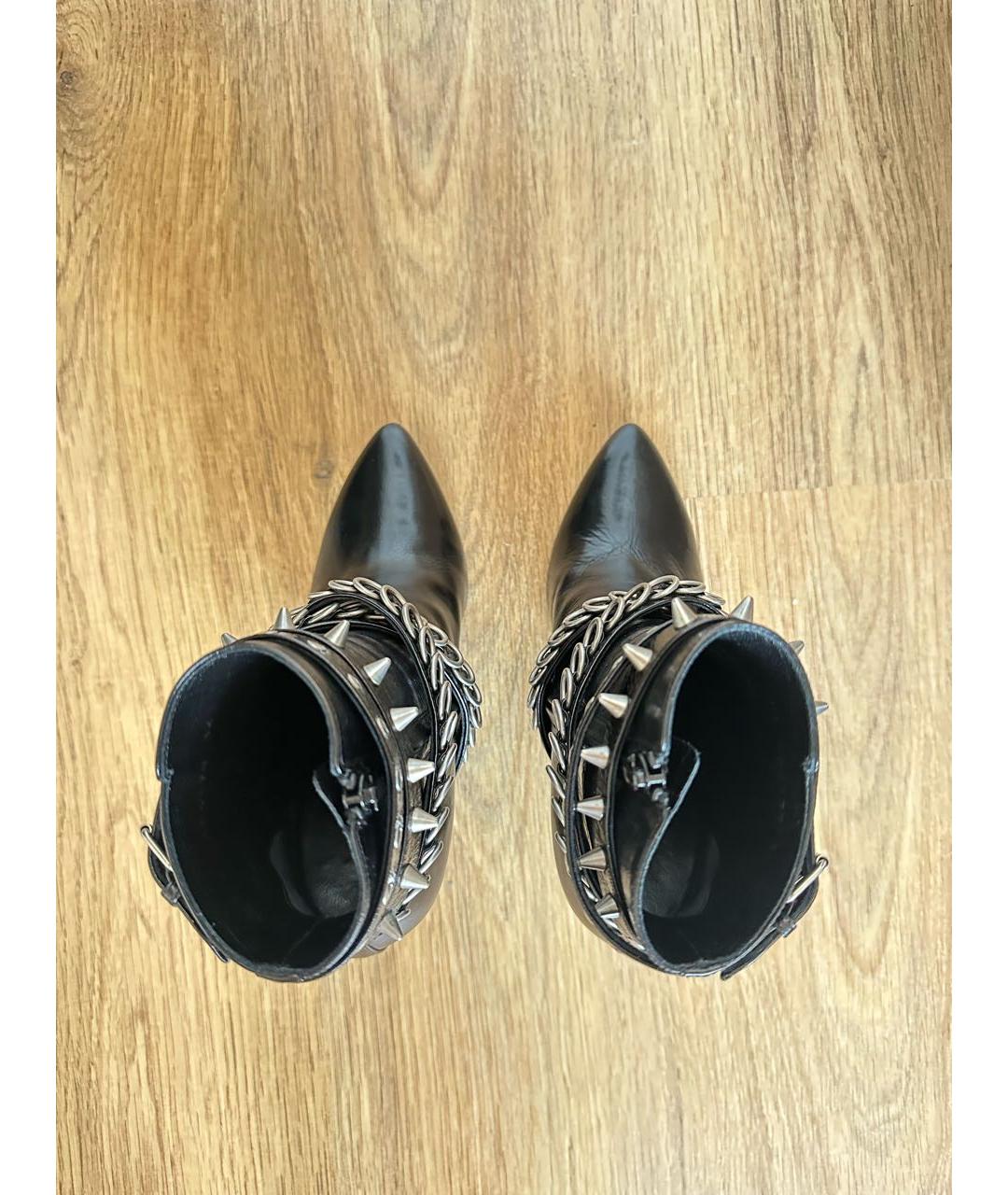 SAINT LAURENT Черные кожаные ботильоны, фото 3