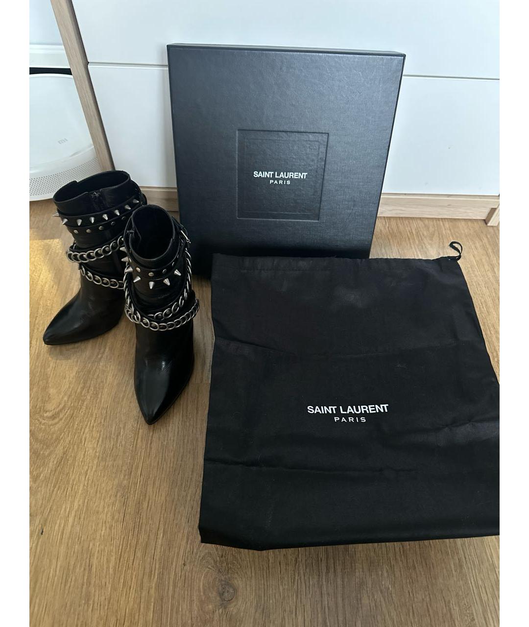 SAINT LAURENT Черные кожаные ботильоны, фото 6