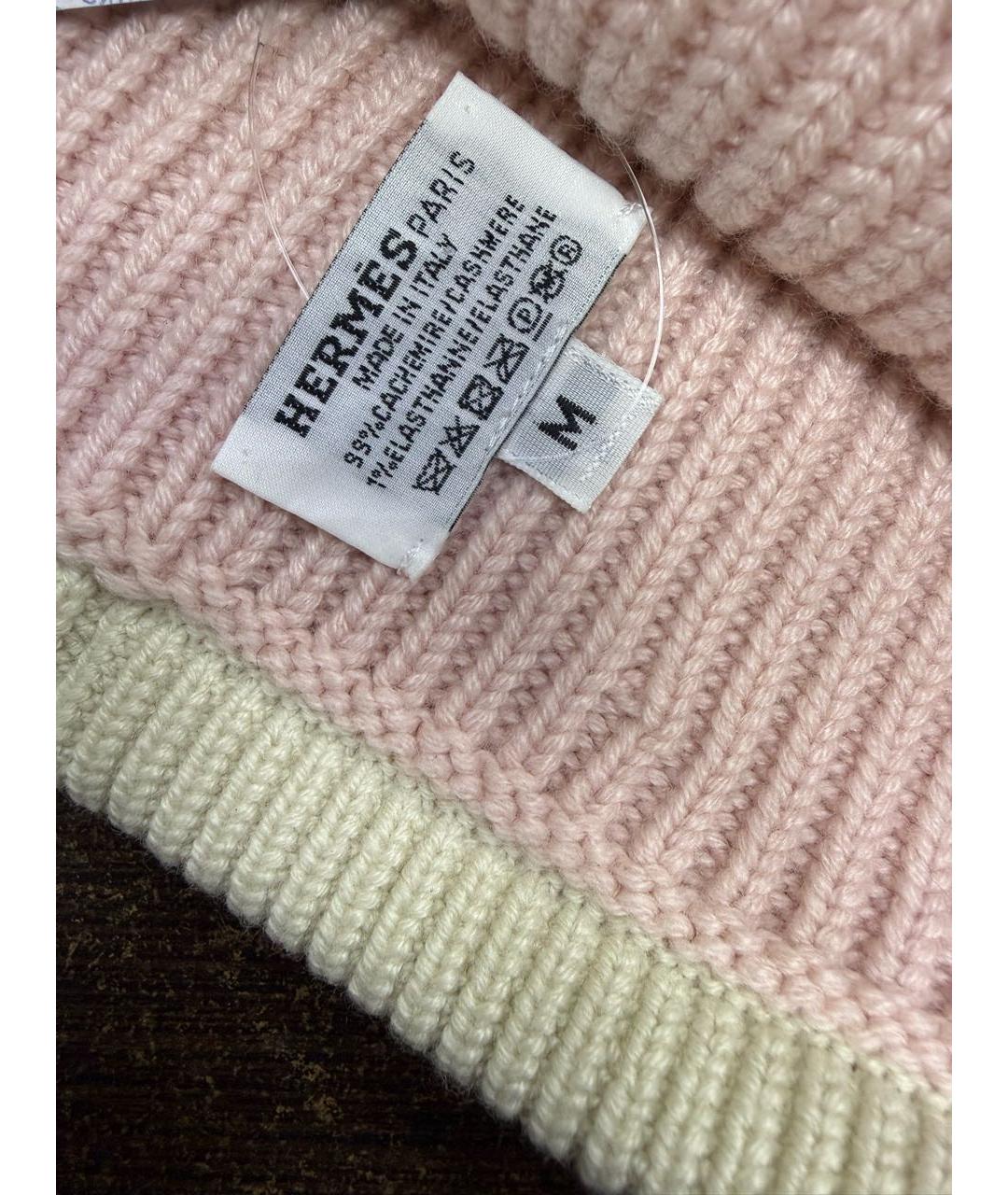 HERMES Розовая кашемировая шапка, фото 5