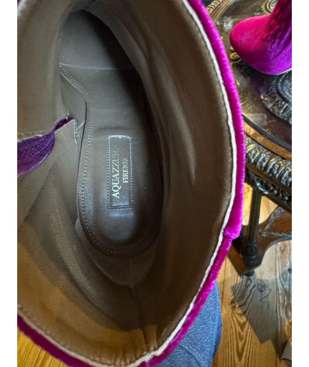 AQUAZZURA Фуксия кожаные полусапоги, фото 7