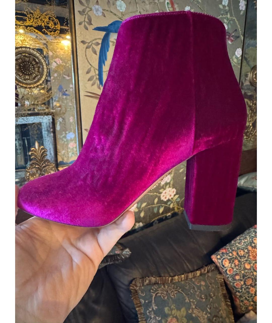 AQUAZZURA Фуксия кожаные полусапоги, фото 9