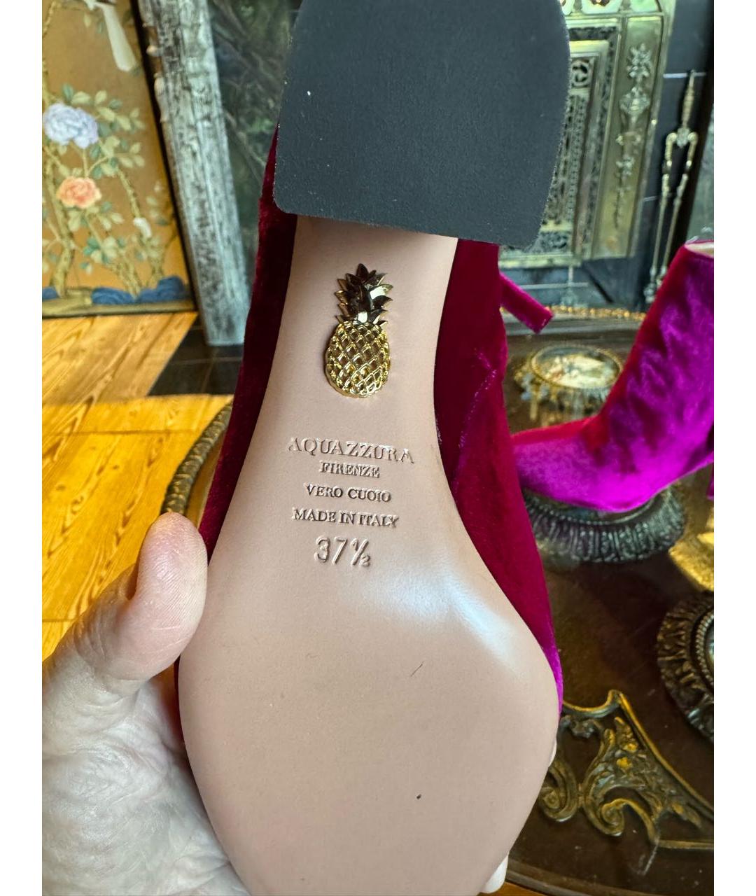 AQUAZZURA Фуксия кожаные полусапоги, фото 6