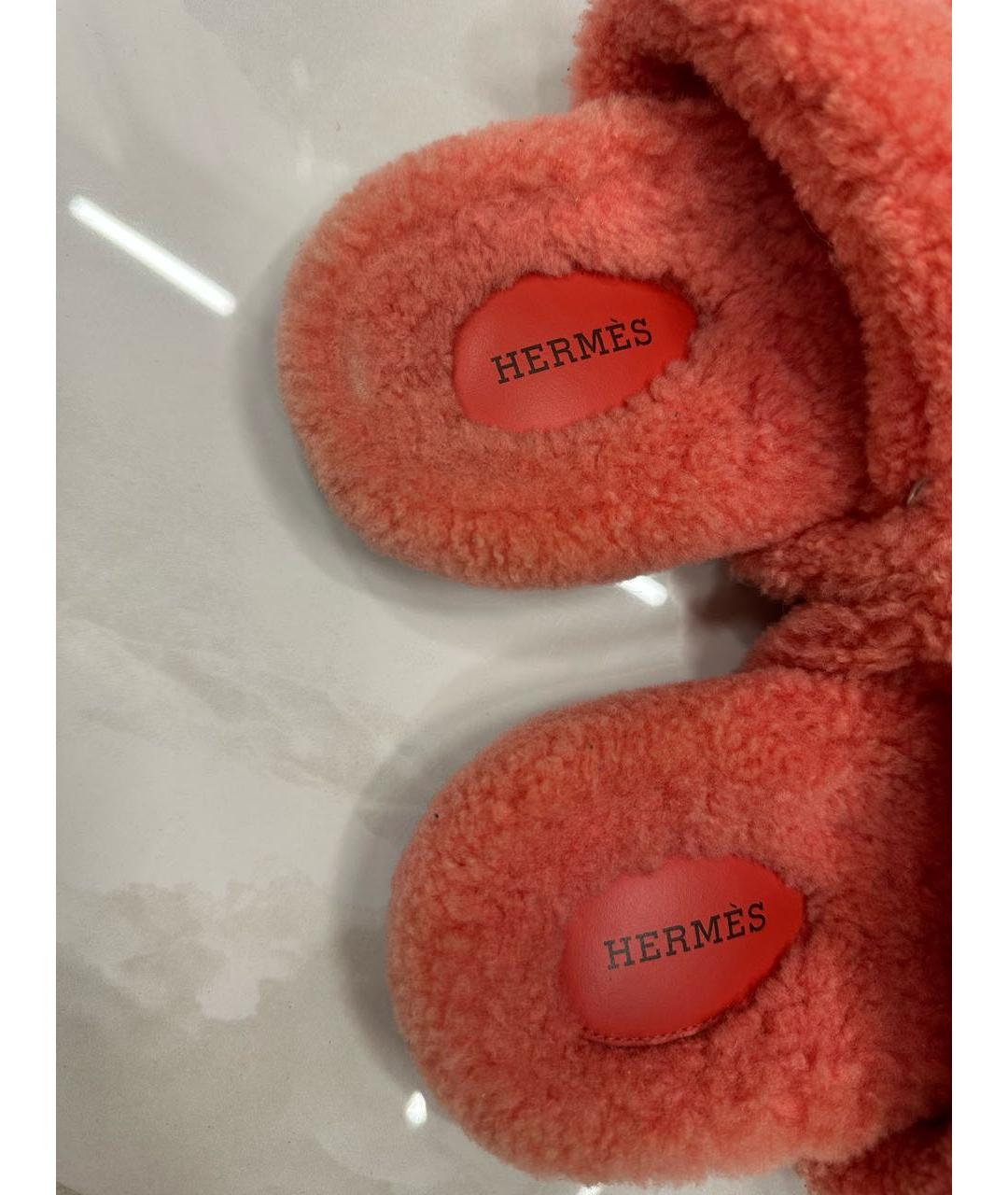 HERMES Коралловые шлепанцы, фото 4