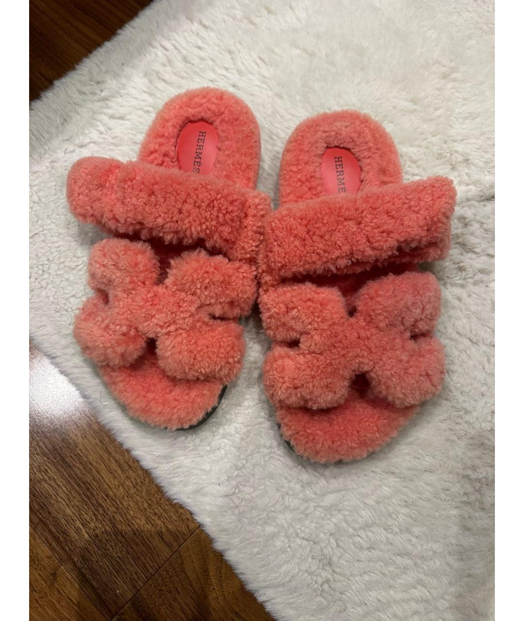 HERMES Коралловые шлепанцы, фото 7