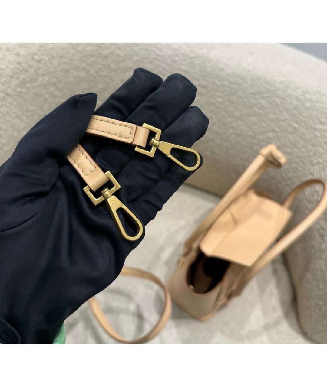 BOTTEGA VENETA Бежевая кожаная сумка через плечо, фото 7