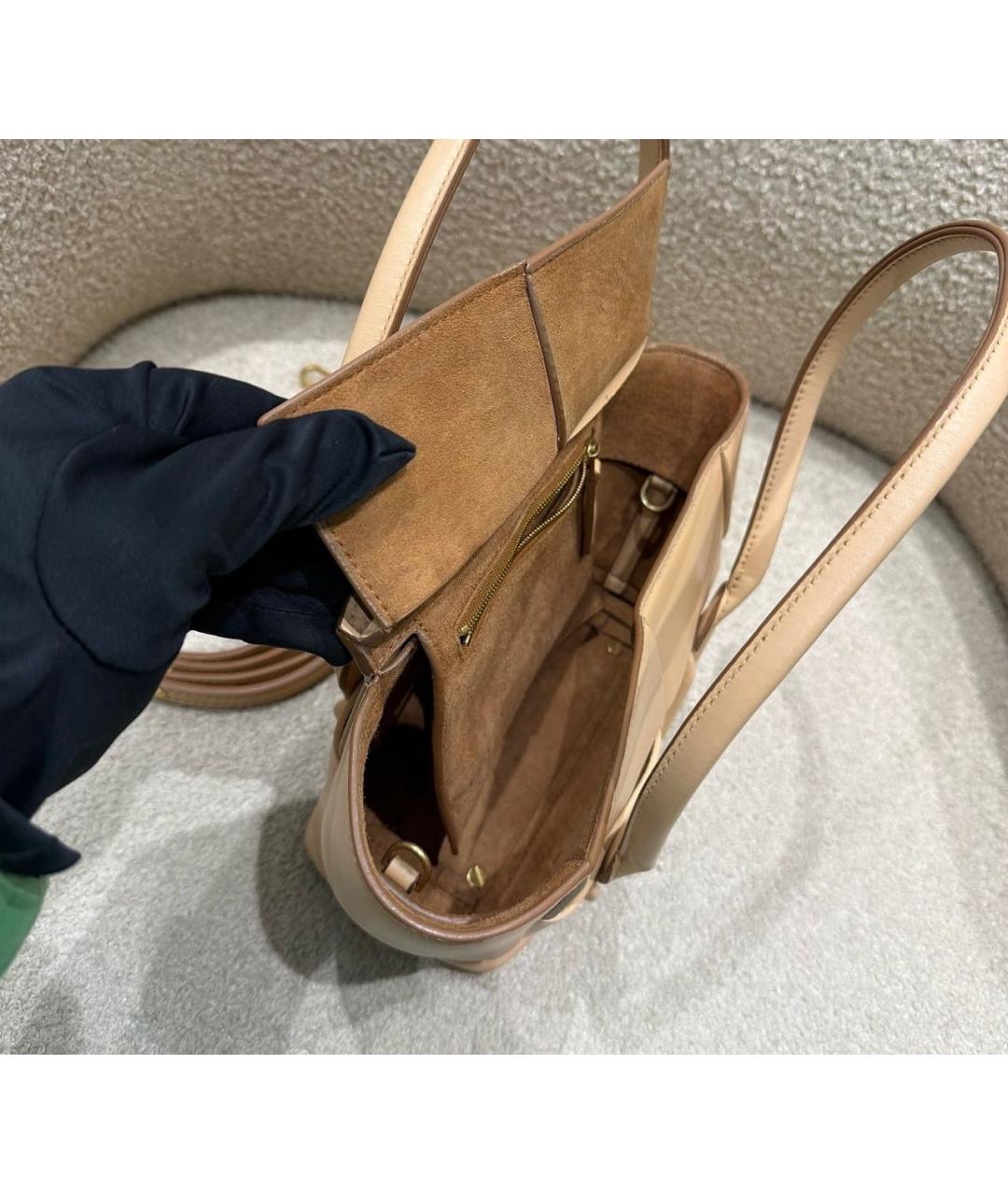 BOTTEGA VENETA Бежевая кожаная сумка через плечо, фото 5