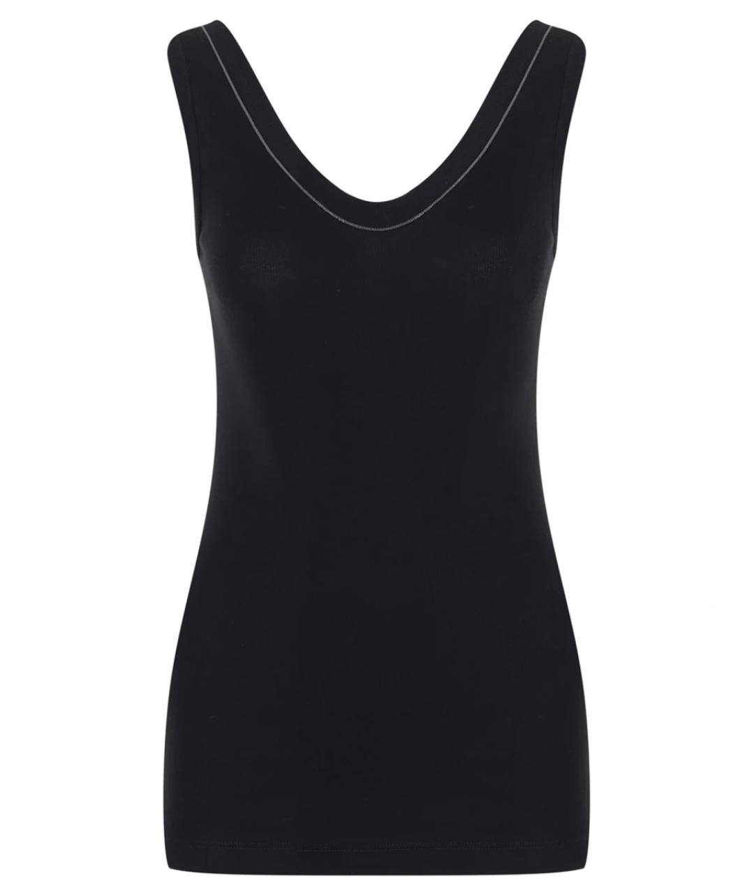 BRUNELLO CUCINELLI Черная хлопко-эластановая майка, фото 1