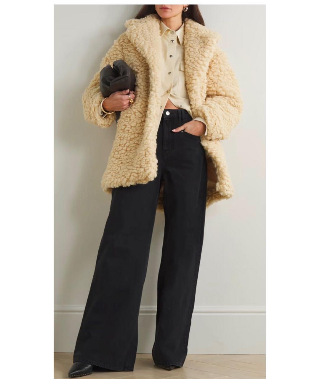 ISABEL MARANT Бежевая полиэстеровая шуба, фото 2