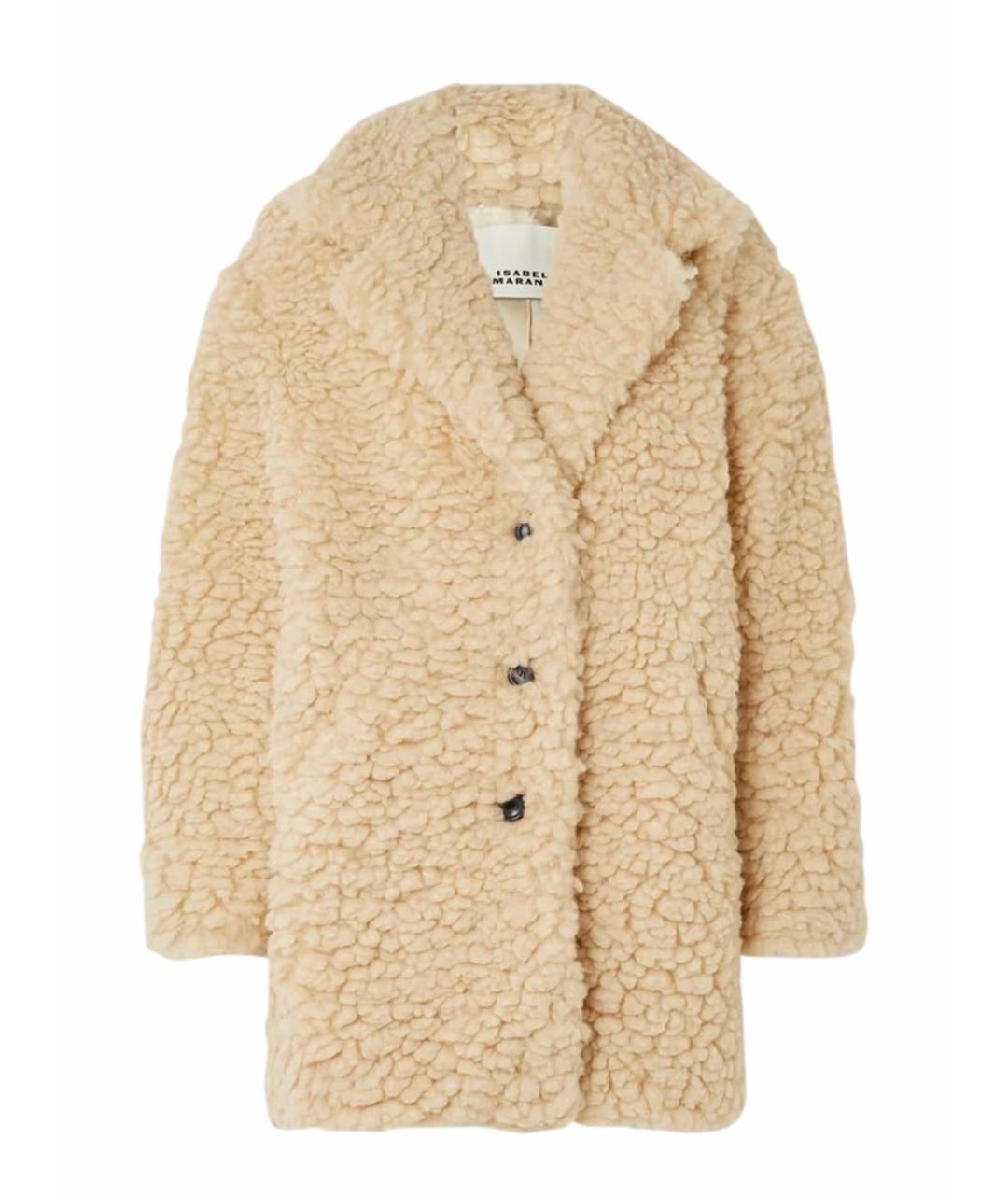 ISABEL MARANT Бежевая полиэстеровая шуба, фото 1