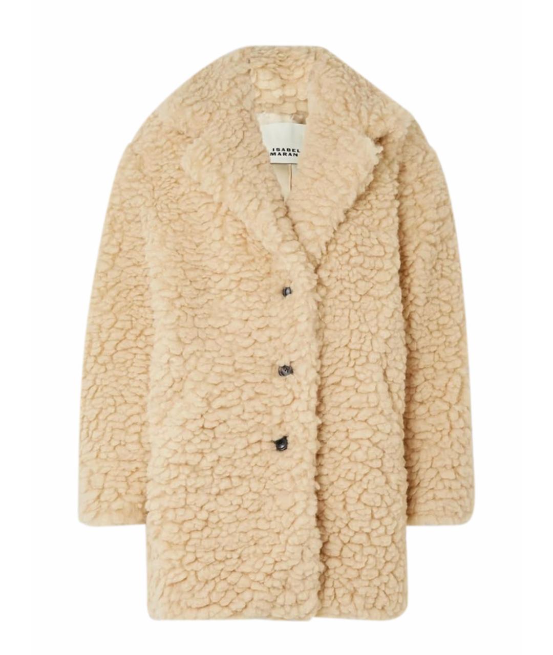 ISABEL MARANT Бежевая полиэстеровая шуба, фото 6