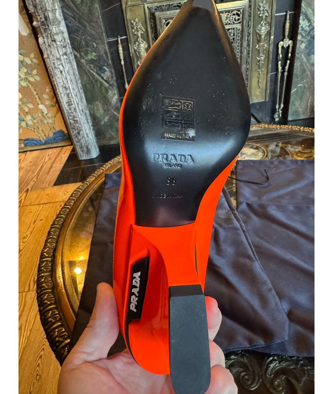 PRADA Оранжевое туфли из лакированной кожи, фото 7