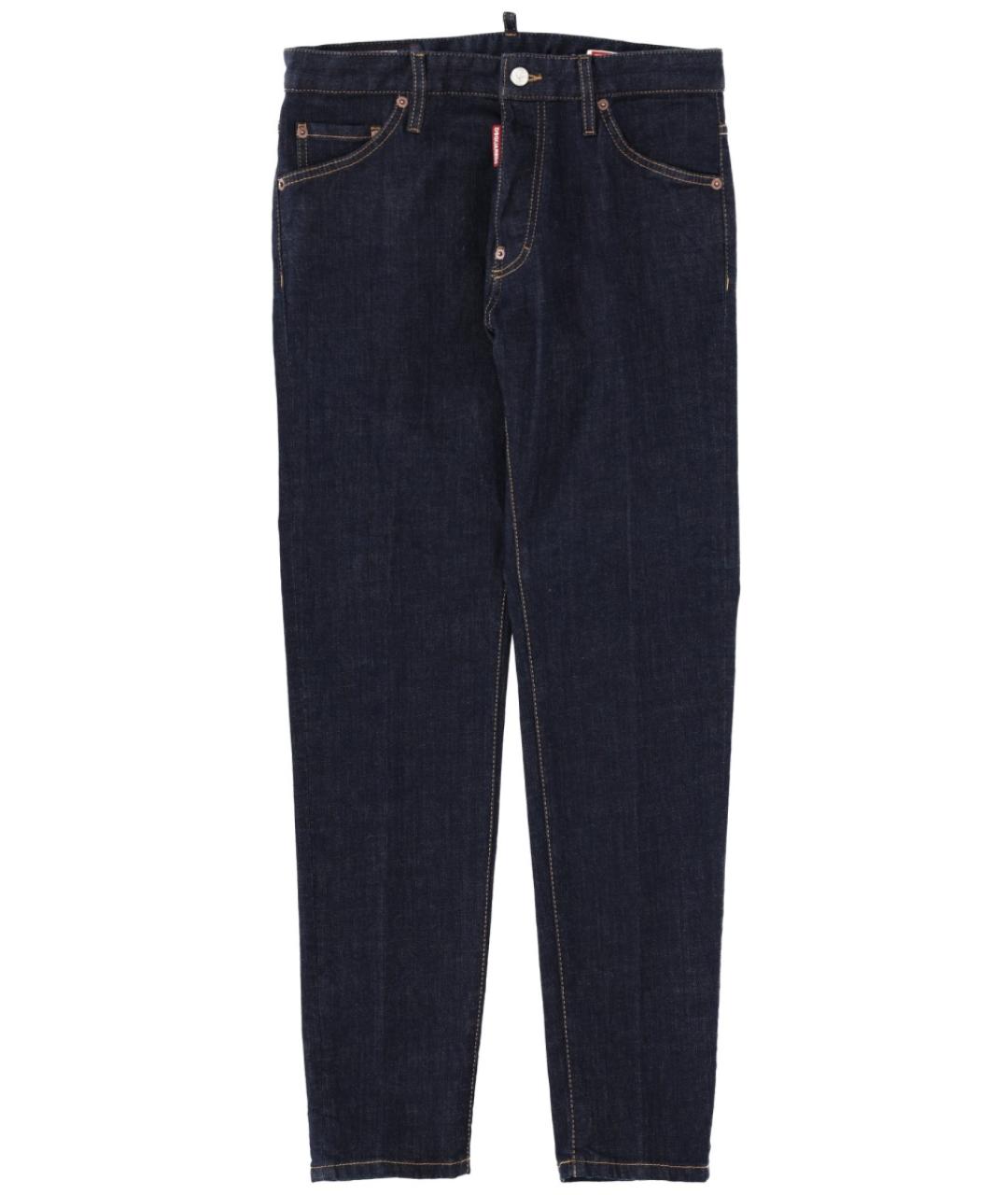 DSQUARED2 Темно-синие хлопко-эластановые прямые джинсы, фото 1