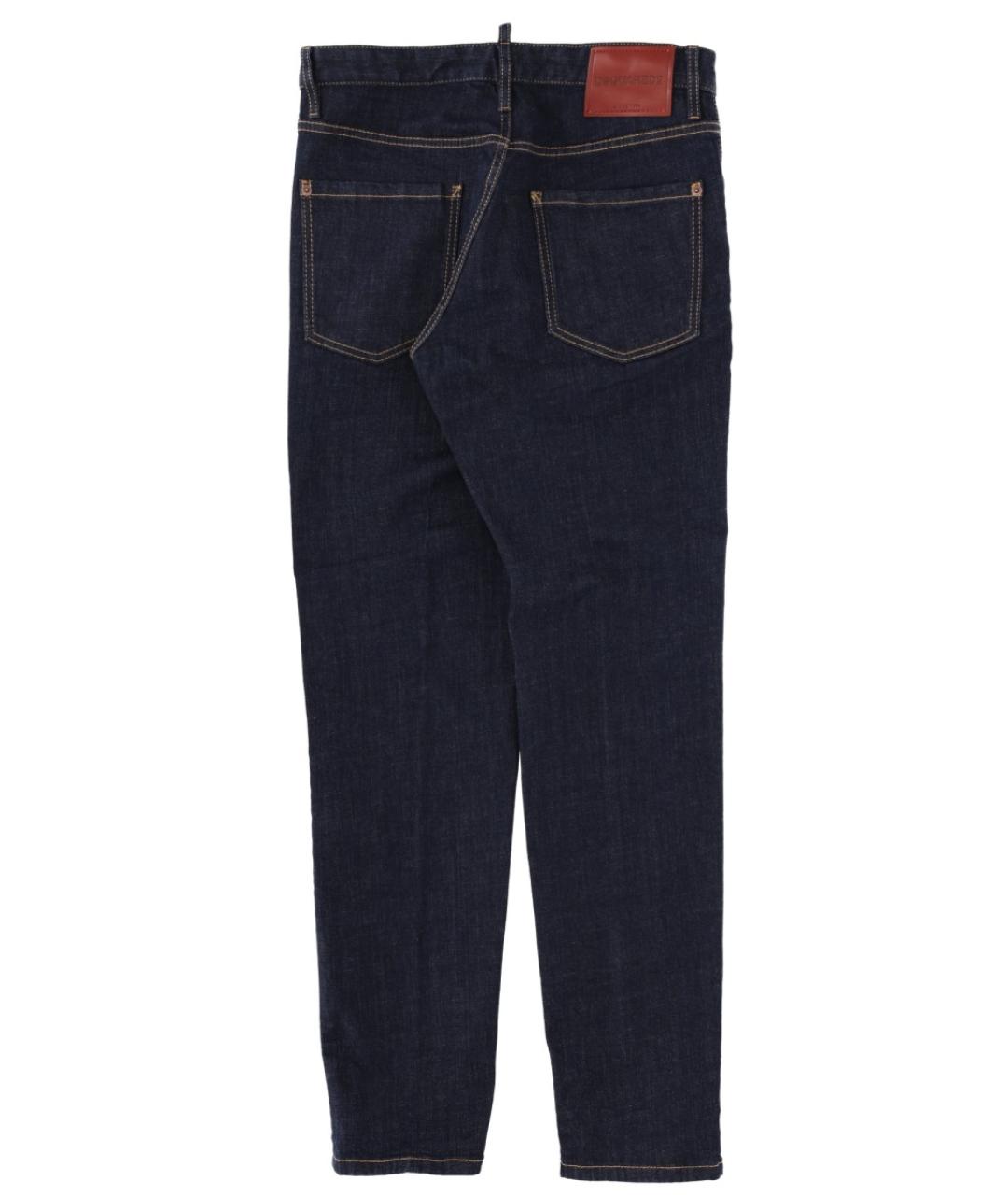 DSQUARED2 Темно-синие хлопко-эластановые прямые джинсы, фото 2