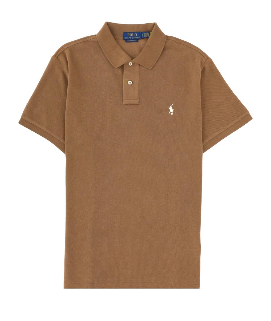 POLO RALPH LAUREN Коричневое хлопковое поло с коротким рукавом, фото 1