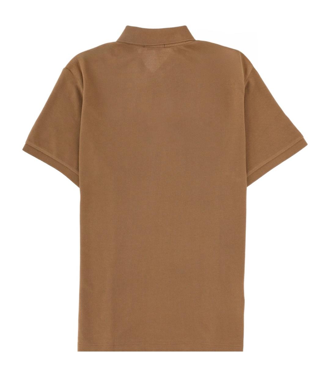 POLO RALPH LAUREN Коричневое хлопковое поло с коротким рукавом, фото 2