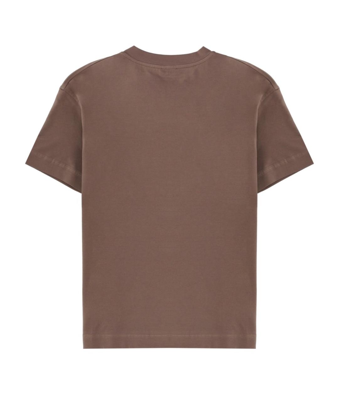 BRUNELLO CUCINELLI Коричневая хлопковая футболка, фото 3