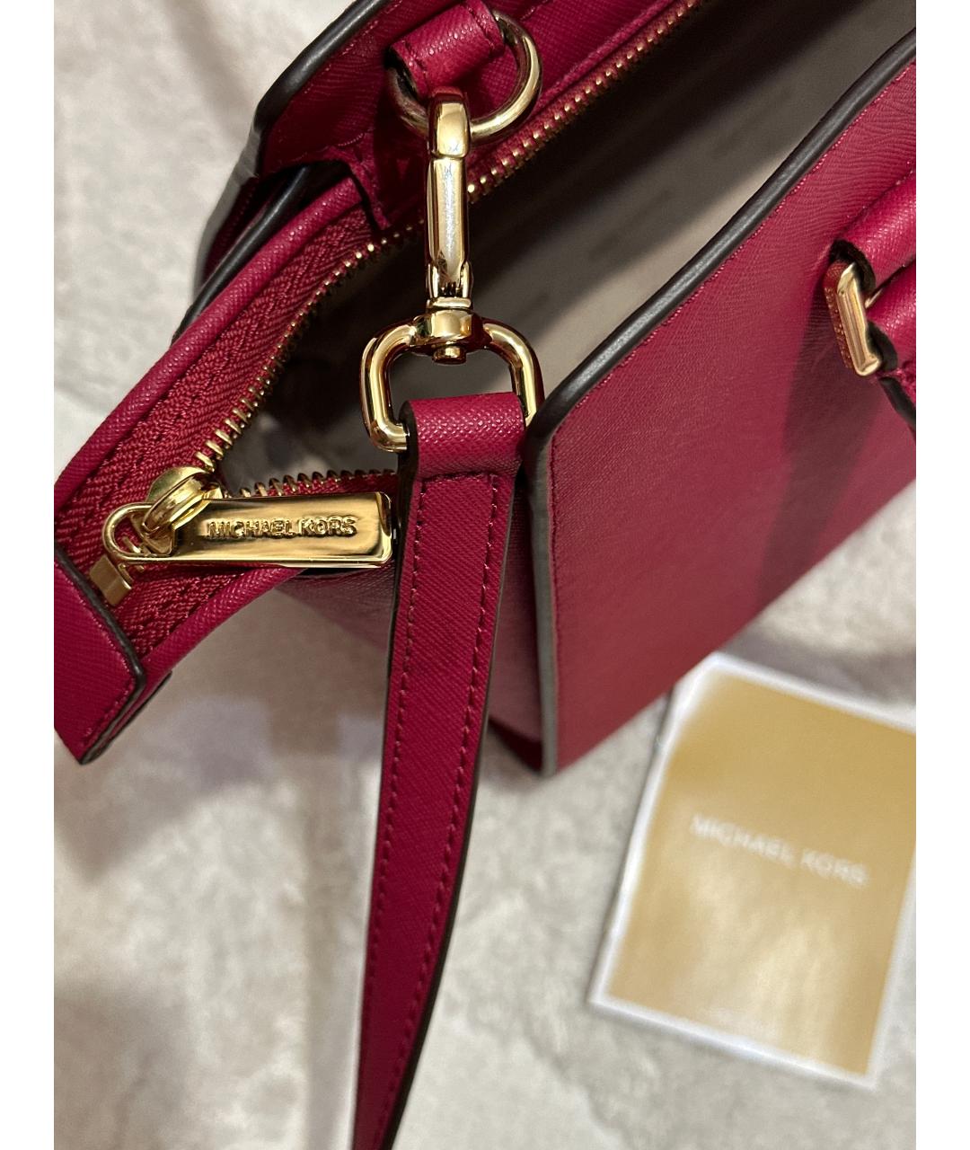 MICHAEL KORS Фуксия кожаная сумка с короткими ручками, фото 2