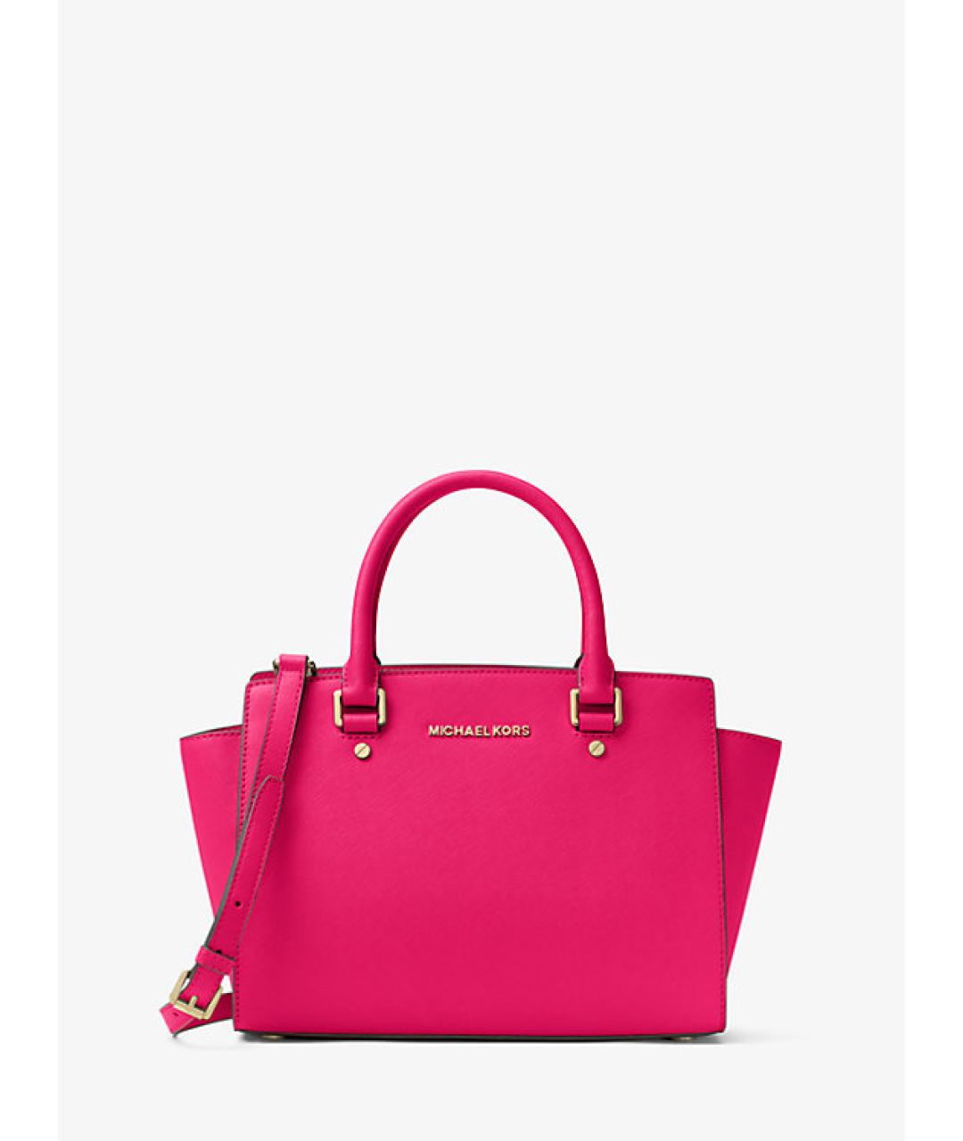 MICHAEL KORS Фуксия кожаная сумка с короткими ручками, фото 5