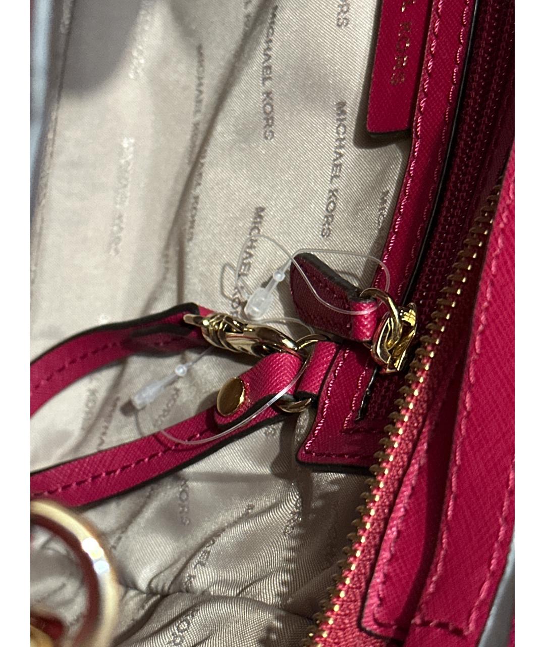 MICHAEL KORS Фуксия кожаная сумка с короткими ручками, фото 3