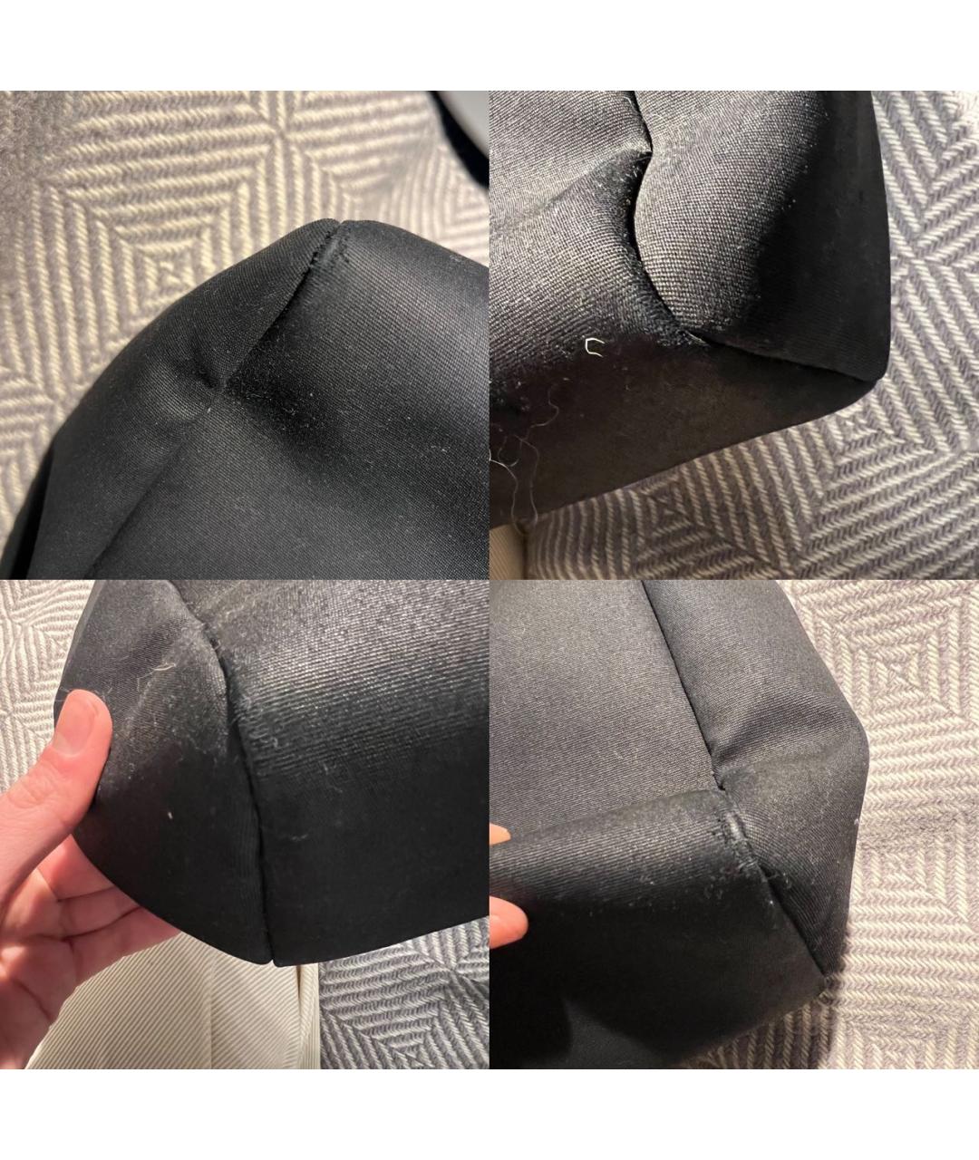 HERMES Черная тканевая сумка с короткими ручками, фото 7