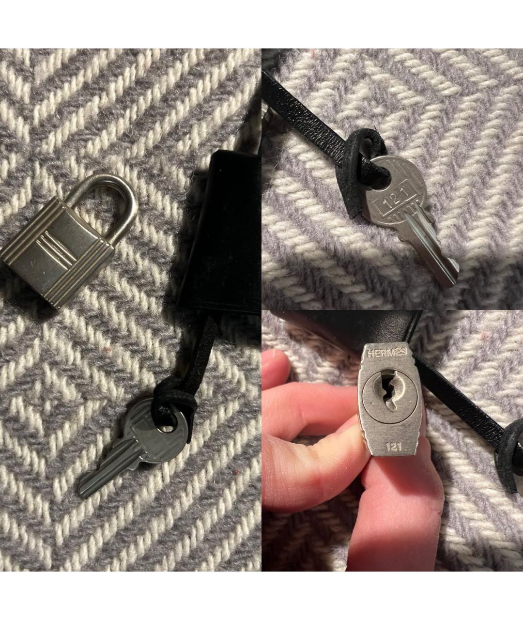 HERMES Черная тканевая сумка с короткими ручками, фото 8